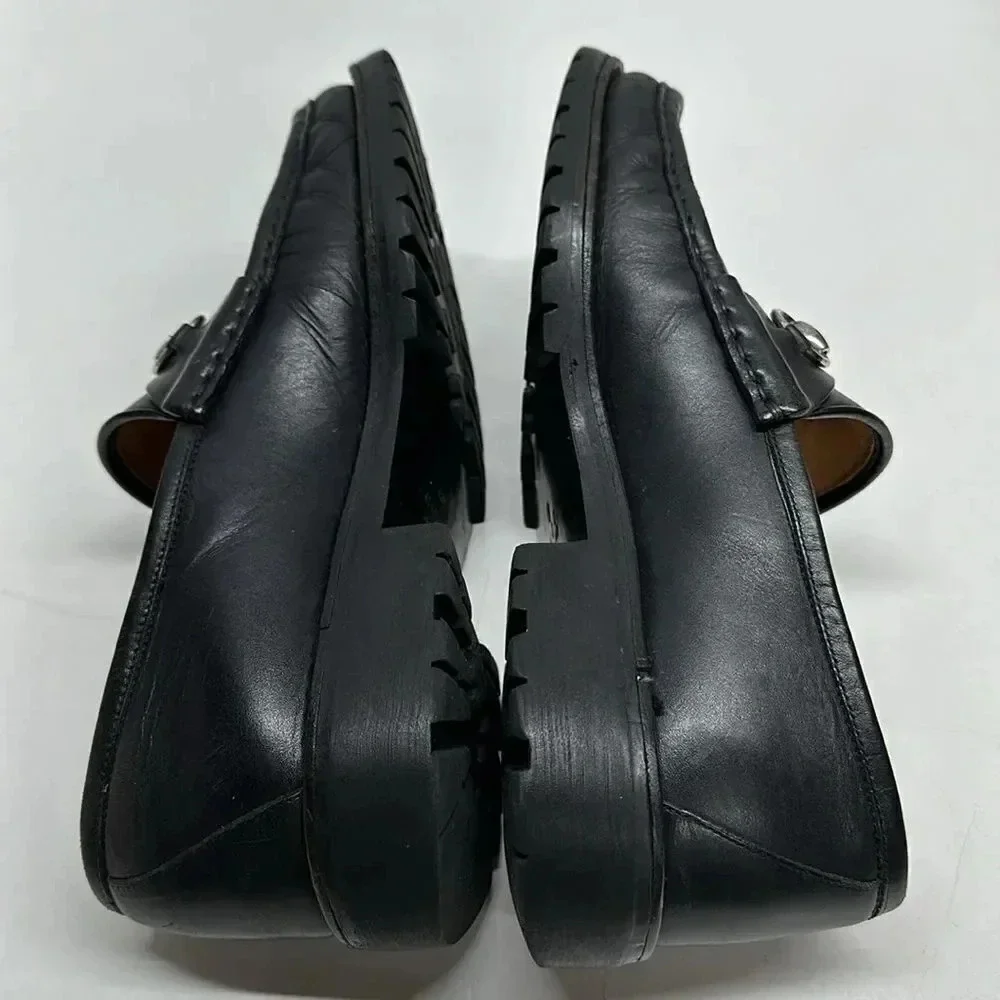 Gucci Black Leather Horsebit Loafers